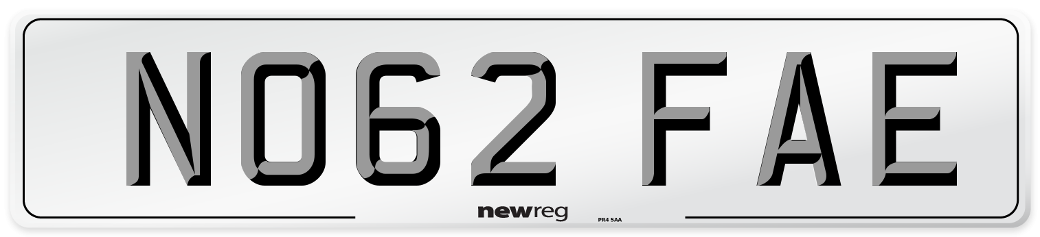 NO62 FAE Number Plate from New Reg